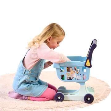 Bluey Shopping Trolley with Colorful Goods for Toddlers