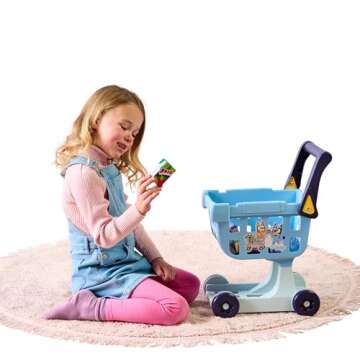 Bluey Shopping Trolley with Colorful Goods for Toddlers