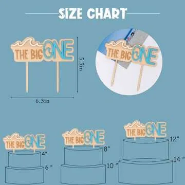 MUWEOL The Big One Wooden Cake Topper - Wave Theme First/1st Birthday Party Decoration,Surf Boy Part...