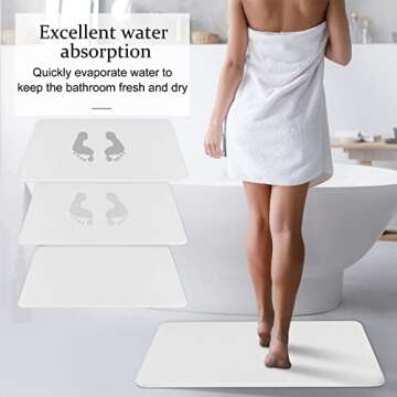TENLLEY Stone Bath Mat, Natural Diatomaceous Earth Shower Mat, Non-Slip Stone Bath Mats for Bathroom, Ultra-Absorbent, Quick-Drying, Easy to Clean（Light Gray-no Pattern）