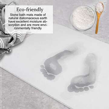 TENLLEY Stone Bath Mat, Natural Diatomaceous Earth Shower Mat, Non-Slip Stone Bath Mats for Bathroom, Ultra-Absorbent, Quick-Drying, Easy to Clean（Light Gray-no Pattern）