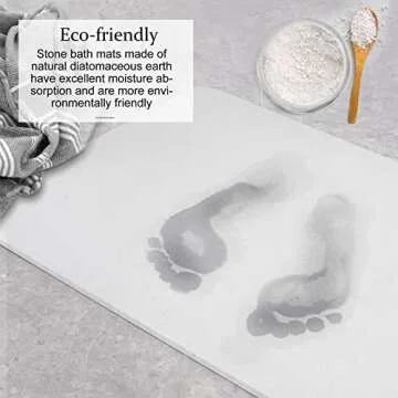 TENLLEY Stone Bath Mat, Natural Diatomaceous Earth Shower Mat, Non-Slip Stone Bath Mats for Bathroom, Ultra-Absorbent, Quick-Drying, Easy to Clean（Light Gray-no Pattern）
