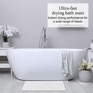 TENLLEY Stone Bath Mat, Natural Diatomaceous Earth Shower Mat, Non-Slip Stone Bath Mats for Bathroom, Ultra-Absorbent, Quick-Drying, Easy to Clean（Light Gray-no Pattern）