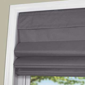 Arlo Blinds Thermal Room Darkening Fabric Roman Shades, Color: Graphite, Size: 26.5" W X 60" H, Cordless Lift Window Blinds