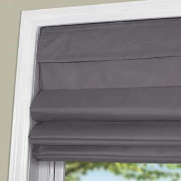 Arlo Blinds Thermal Room Darkening Fabric Roman Shades, Color: Graphite, Size: 26.5" W X 60" H, Cordless Lift Window Blinds