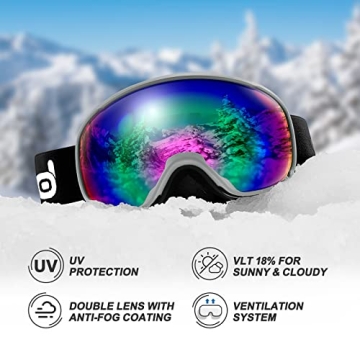 Odoland Ski Helmet and Goggles Set for Winter Sports