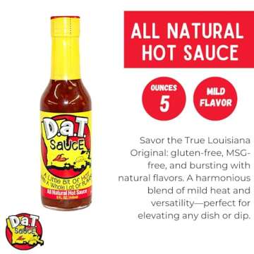 D.a.T. SaUcE, The True Louisiana Original, Gluten Free, No MSG, No Preservatives, All Natural, Modern Mild Cajun Spices & Flavors, 5 oz (1 Pack)
