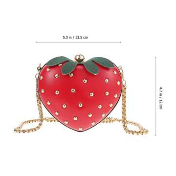 TENDYCOCO Strawberry Purse Strawberry Bag Leather Chain Purse Fruit Shoulder Bag Strawberry Accessories Kawaii Purse for Girls Lady Women