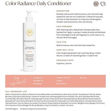 INNERSENSE Organic Beauty - Natural Color Awakening Hairbath Shampoo + Color Radiance Conditioner | Non-Toxic, Cruelty-Free, Clean Haircare (10 fl oz | 296 ml)