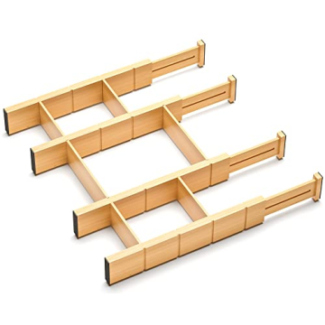 BAMEOS Bamboo Drawer Dividers - Adjustable & Eco-Friendly
