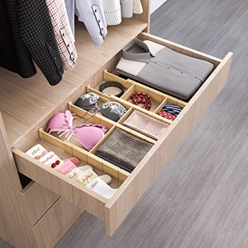 BAMEOS Bamboo Drawer Dividers - Adjustable & Eco-Friendly