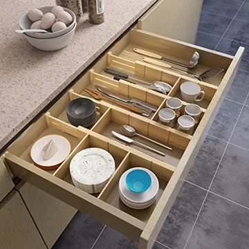 BAMEOS Bamboo Drawer Dividers - Adjustable & Eco-Friendly