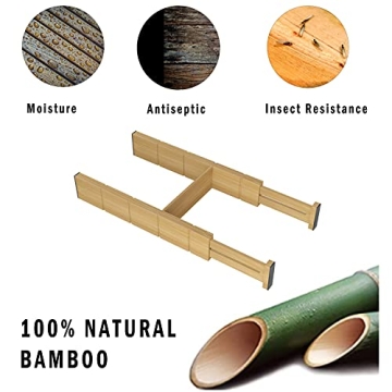 BAMEOS Bamboo Drawer Dividers - Adjustable & Eco-Friendly