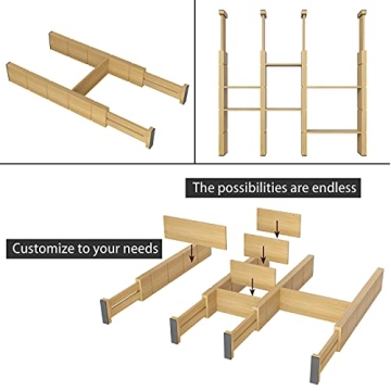 BAMEOS Bamboo Drawer Dividers - Adjustable & Eco-Friendly