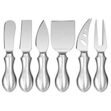 WoneNice Premium 6-Piece Stainless Steel Cheese Knives Set for All Occasions