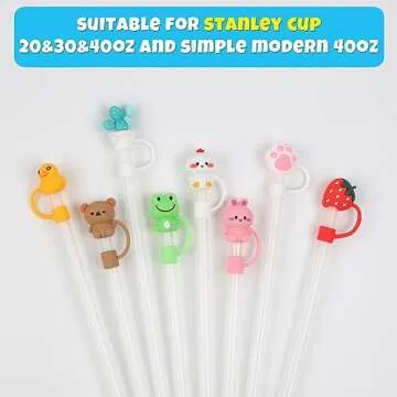 Cute Silicone Straw Covers for Stanley Cup 8pcs Set