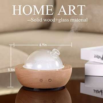 Kakoda Glass Essential Oil Diffuser,Real Wood Base,The 2025 Upgrade Aromatherapy Diffuser,Aroma Diffuse Humidifier,LED Light in 7 Colors，Suitable for Home Office Bedroom