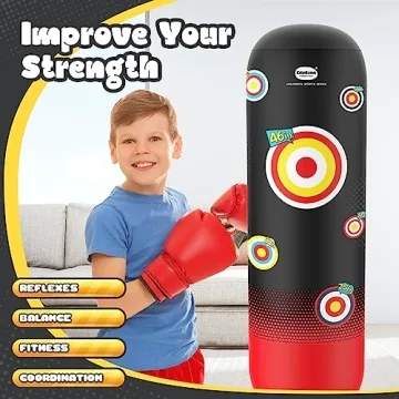 Kilpkonn Kids Inflatable Punching Bag Set with Gloves Pump