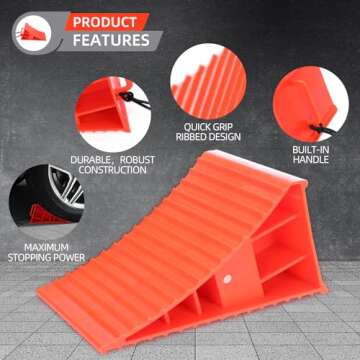 Homeon Wheels RV Camper Large Wheel Chocks with Handle and Rope for Safety-Car Chocks, Tire Chocks, ...