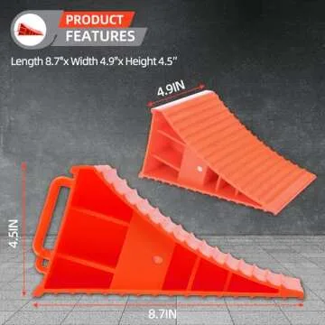 Homeon Wheels RV Camper Large Wheel Chocks with Handle and Rope for Safety-Car Chocks, Tire Chocks, Trailer Solid Heavy Duty Wheel Chocks-2 Packs.(Red)