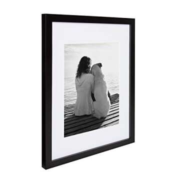 DesignOvation Gallery Wood Photo Frame Set for Customizable Wall Display, Black 11x14 matted to 8x10, Pack of 4
