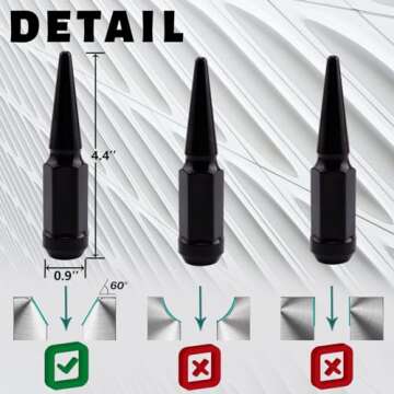32pc Set 14mm x 1.5 Spike Lug Nuts for Silverado F250 F350 Black