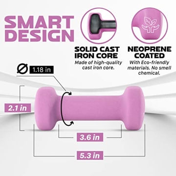 Yes4All Non Slip Hexagon Neoprene Dumbbell Set for Toning