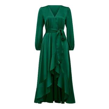 Prettygarden Casual Long Sleeve Wrap Dress for Spring