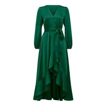 Prettygarden Casual Long Sleeve Wrap Dress for Spring