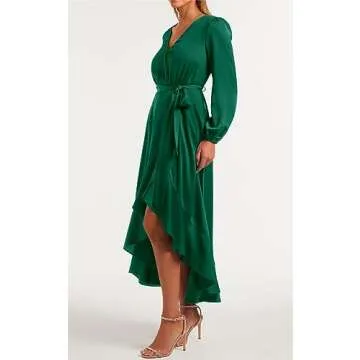 Prettygarden Casual Long Sleeve Wrap Dress for Spring