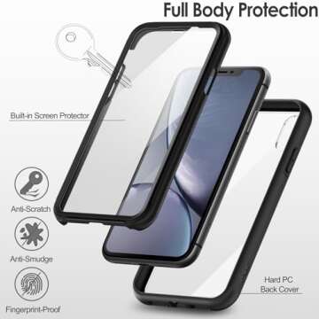 JETech Case for iPhone XR 6.1-Inch with Built-in Anti-Scratch Screen Protector, 360 Degree Full Body Rugged Phone Cover Clear-Back
