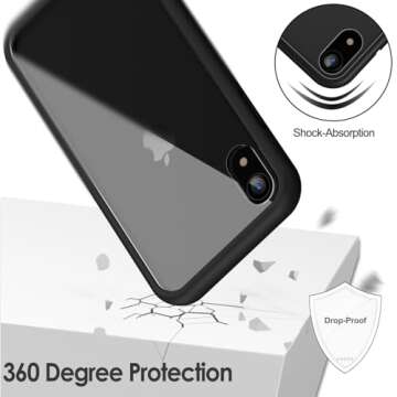 JETech Case for iPhone XR 6.1-Inch with Built-in Anti-Scratch Screen Protector, 360 Degree Full Body Rugged Phone Cover Clear-Back