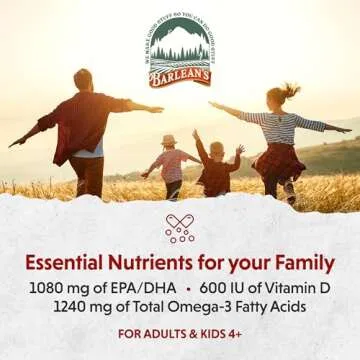 Barlean's Mango Peach Omega 3 Fish Oil Liquid Supplement with Vitamin D, 1080mg EPA & DHA Fatty Acid, Smoothie Flavored & Burpless for Brain, Joint, & Heart Health, 8 oz