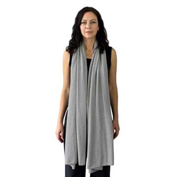 Jet&Bo 100% Pure Cashmere Travel Wrap, Shawl, Scarf & Blanket Gray, Storage Bag + Gift Box