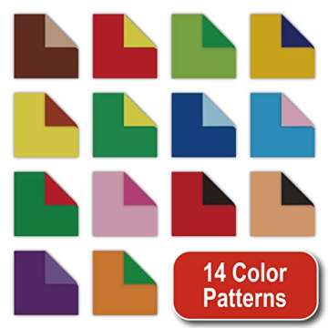 [Taro's Origami Studio] Duo (Diffrent Colors On Each Side) Double Sided Standard 6 Inch (15 cm) Kami Paper with 14 Color Change Patterns, 40 Sheets (Made in Japan)