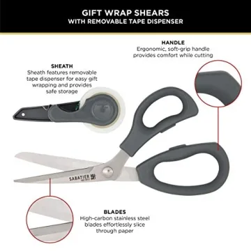 Sabatier 2-in-1 Gift Wrap Scissors with Tape Dispenser