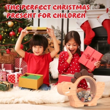 Cute Dino Money Bank for Kids - Summidate Wooden Piggy Bank