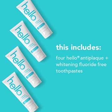 hello Antiplaque and Whitening Fluoride Free Toothpaste, Natural Peppermint Flavor, SLS Free, Gluten...