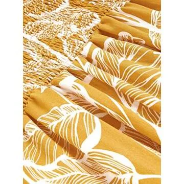 Floerns Women's Palm Leaf Print Shirred Back Jumpsuit