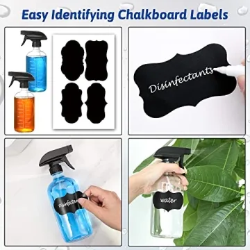 Premium 16oz Glass Spray Bottles with Funnel and Labels