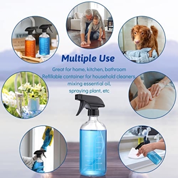 Premium 16oz Glass Spray Bottles with Funnel and Labels