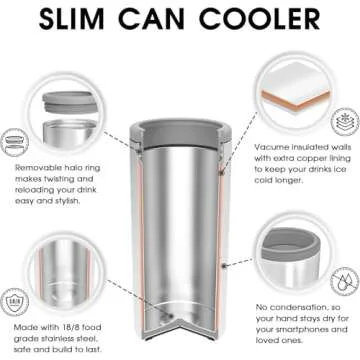 TILUCK Skinny Can Cooler - Insulated Stainless Steel for Slim Drinks