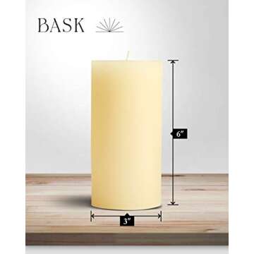 Mottled Pillar Candles by Bask - Set of 6 Elegant 3" x 6" Dripless Unscented Candles in Ivory for Ho...
