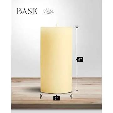 Mottled Pillar Candles by Bask - Set of 6 Elegant 3" x 6" Dripless Unscented Candles in Ivory for Ho...