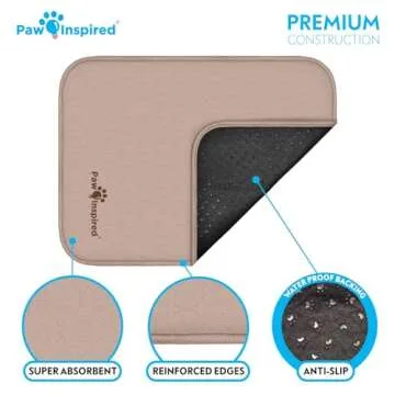 Paw Inspired Washable Crate Liners - Leakproof Non-Slip Pads