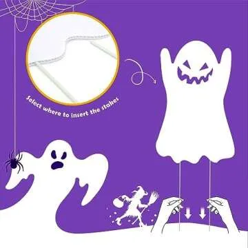 6 Pack White Ghost Halloween Yard Signs with Stakes
