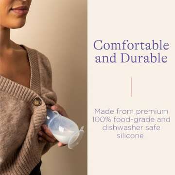 Lansinoh Silicone Breast Pump for Breastfeeding with Suction Base, 4 Ounces, Portable and Lightweight, Includes Neck Strap and Protective Lid, 1 Count