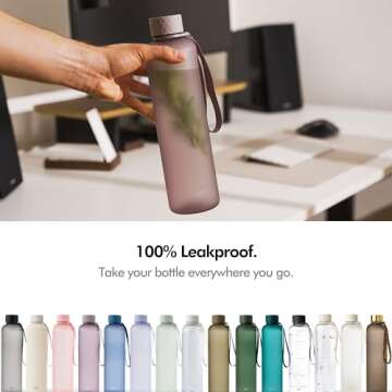 KIVY Slim Water Bottle 32oz [Lightweight & Shatterproof] Fits Cupholder & Backpack - Reusable water bottle no straw - Aesthetic water bottle screw top gym - Green khaki water bottle for men & women