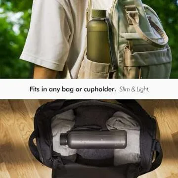 KIVY Slim Water Bottle 32oz [Lightweight & Shatterproof] Fits Cupholder & Backpack - Reusable water bottle no straw - Aesthetic water bottle screw top gym - Green khaki water bottle for men & women