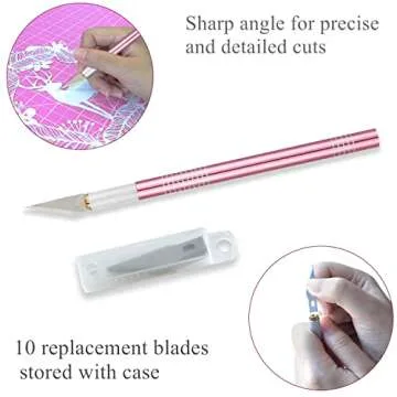 Headley Tools Rotary Cutter Set - 45mm Fabric Cutter, 5 Replacement Rotary Blades, A3 Cutting Mat, Quilting Ruler and Sewing Clips, Craft Knife Set, Ideal for Crafting, Sewing, Patchworking, Pink